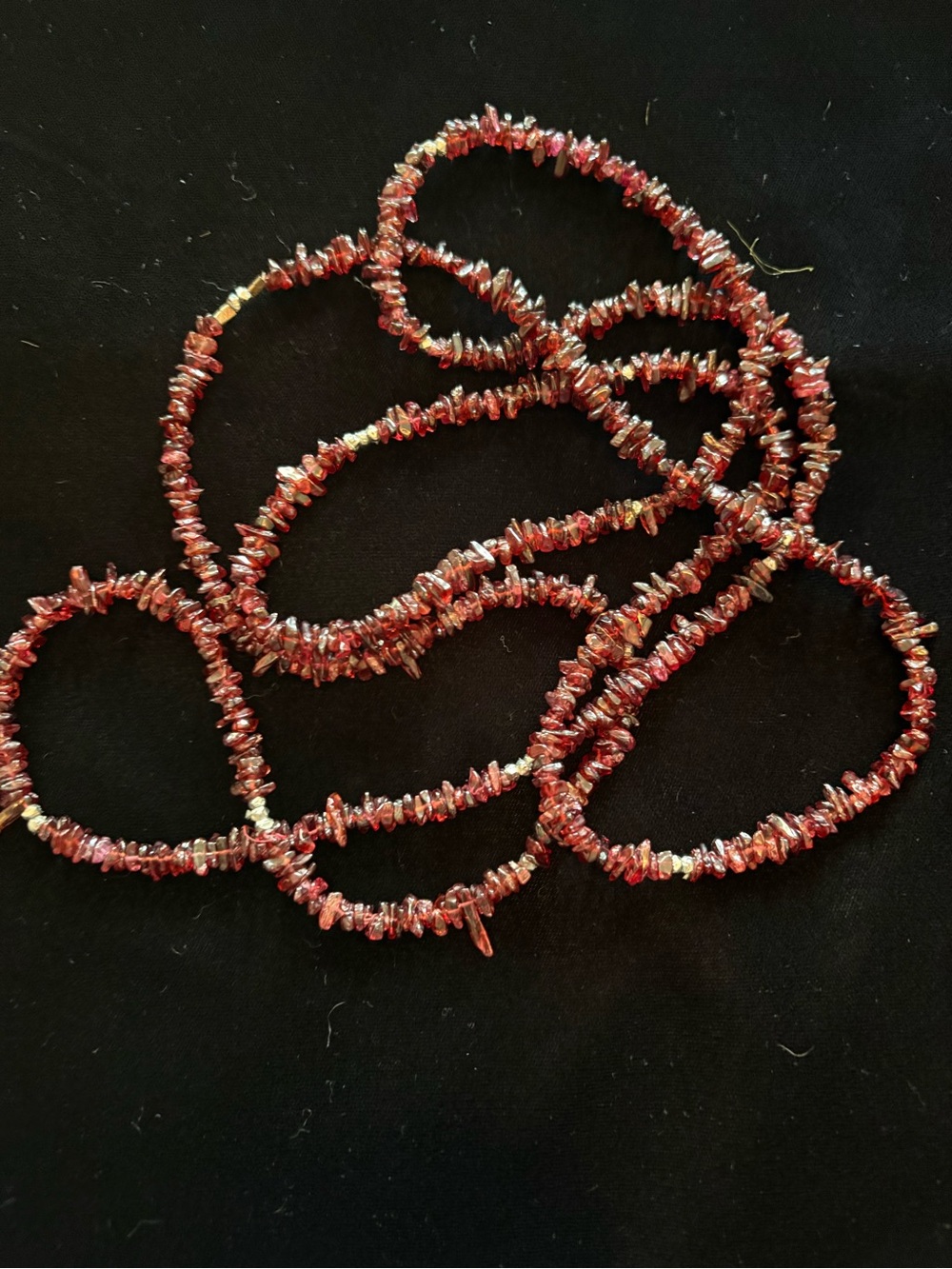 Red Chip Bead Stretch Necklace - Unbranded